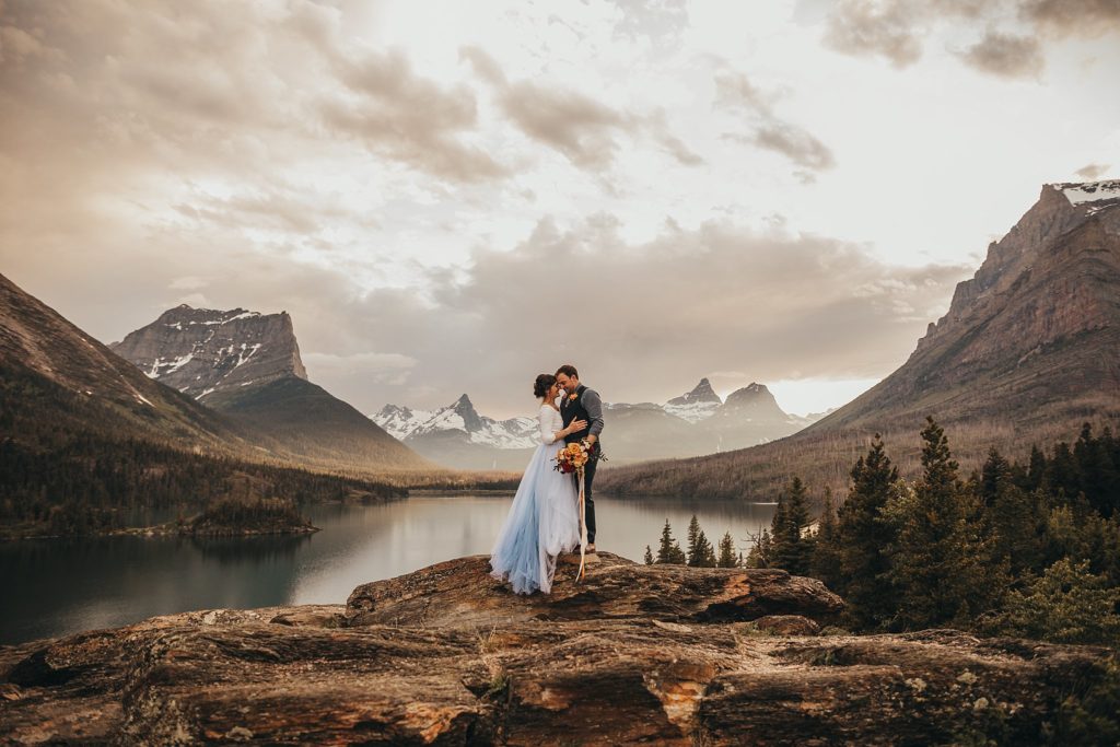Sunset bridal session in Glacier National Park