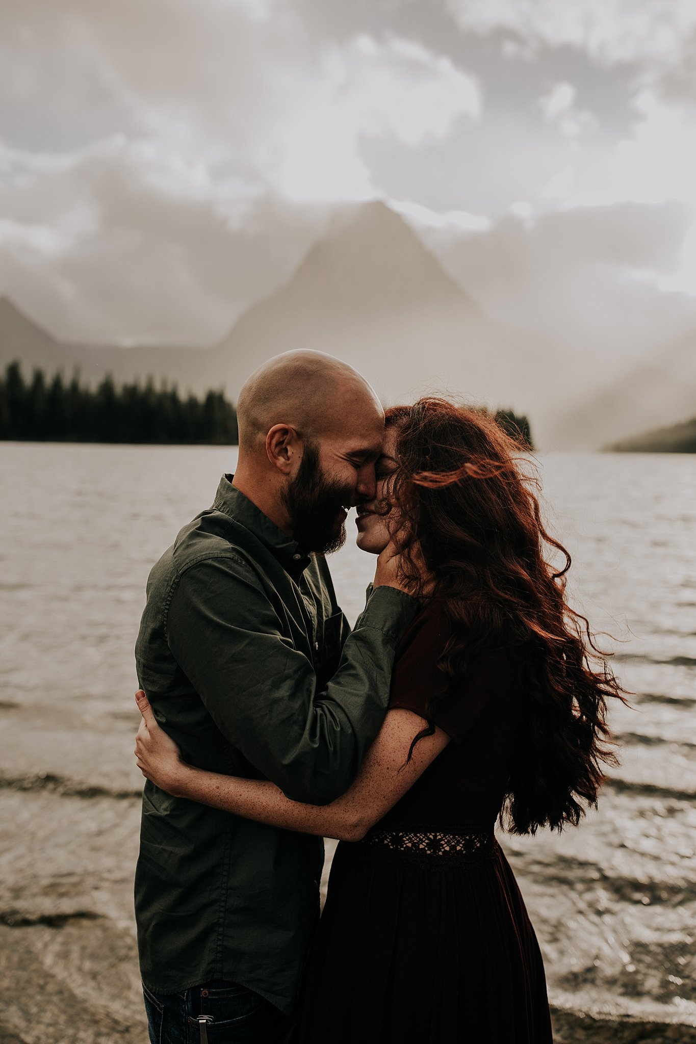 Mountain Engagement Photos by the lake