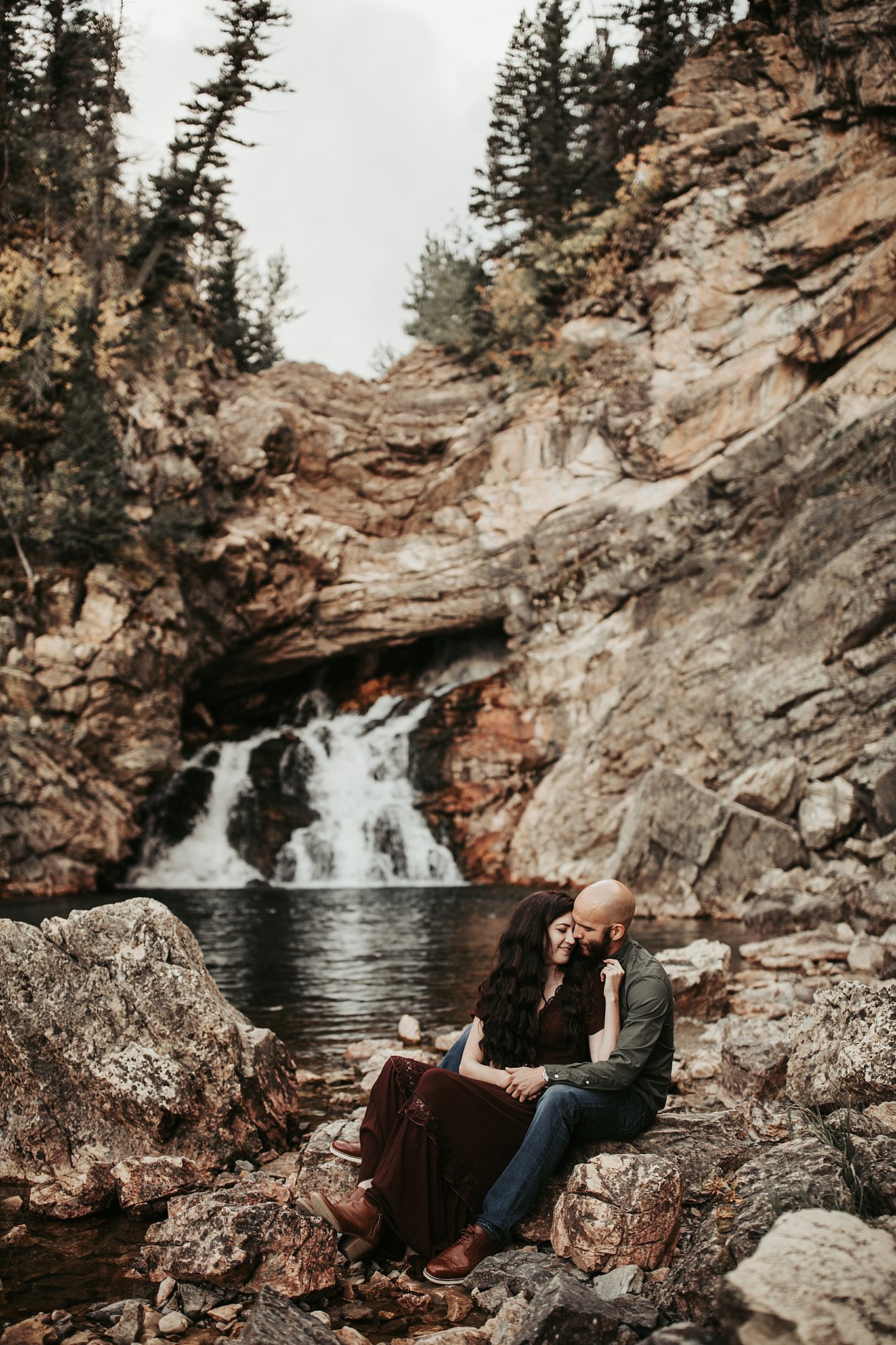 Engagement Photos by waterfall
