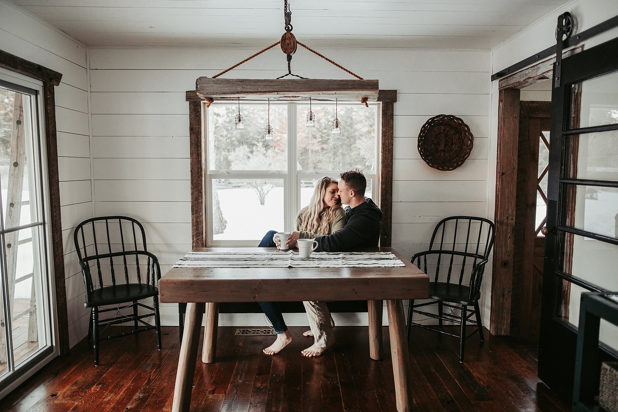 Couple In Home Photos at farmhouse table