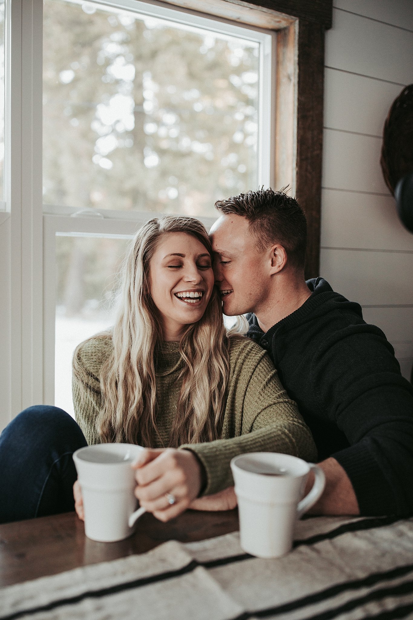 Romantic and Cozy couple enjoying a cup of coffee