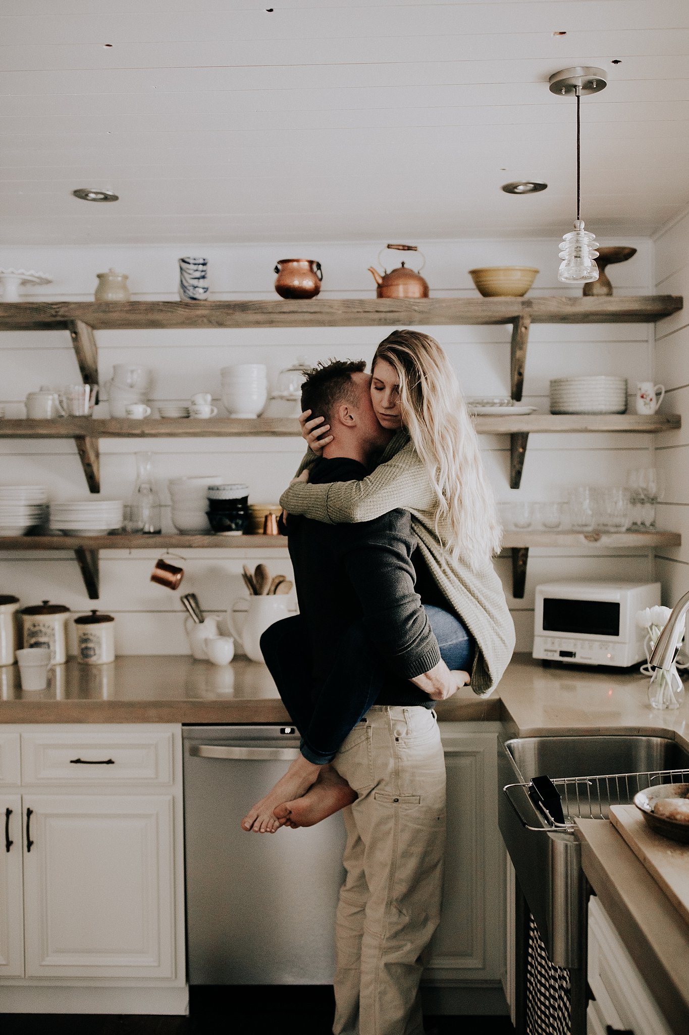 Intimate in home engagement photos
