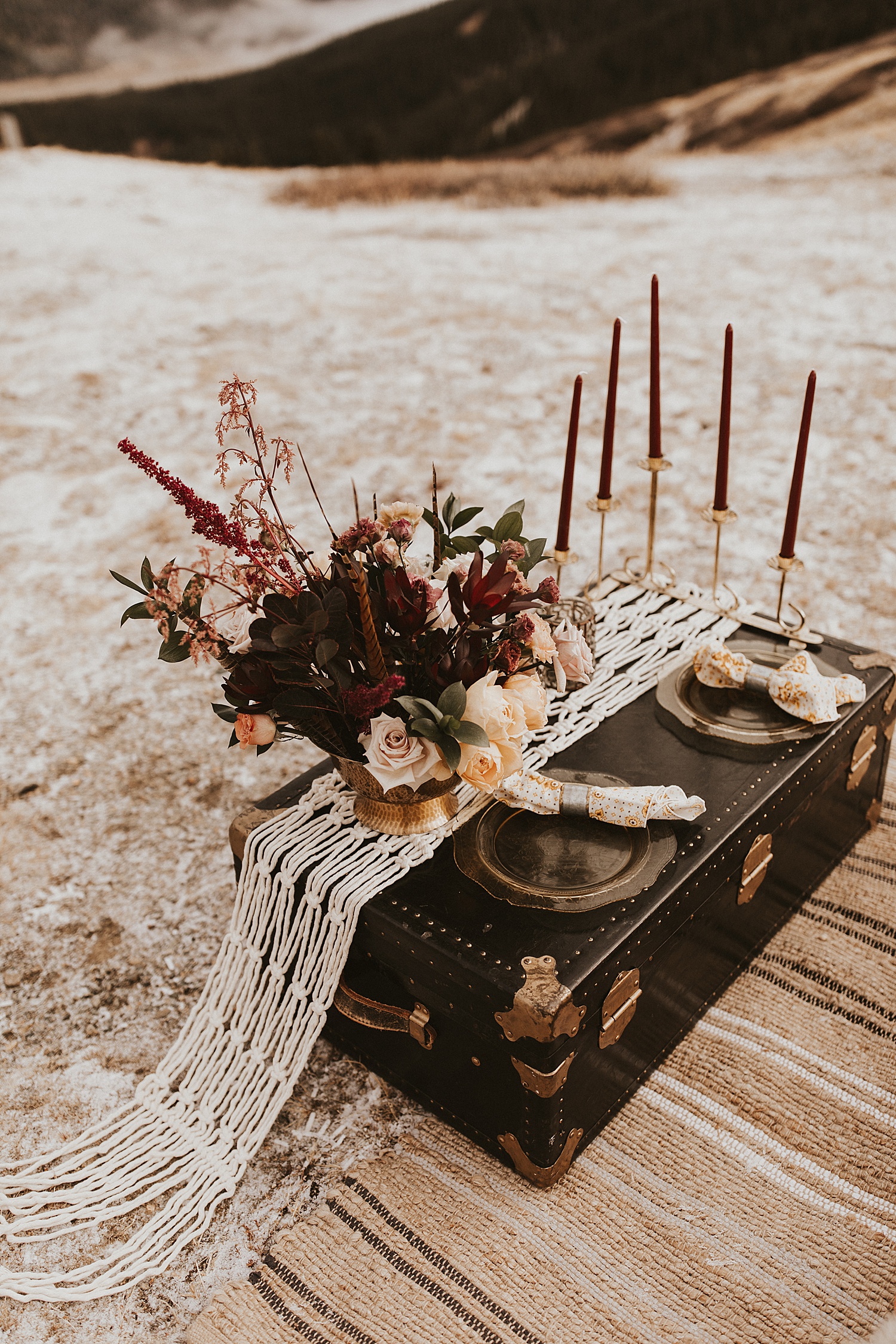 October Bohemian Colorado elopement table