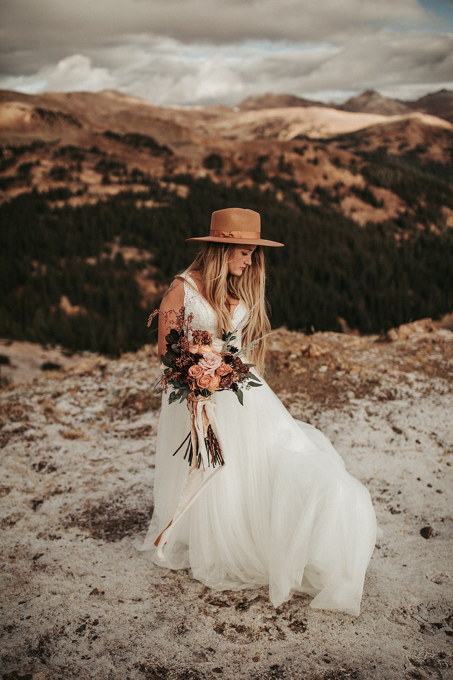 Bride elopement in mountains