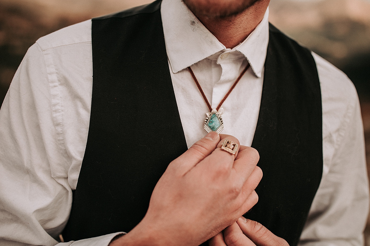 groom elopement with bolo