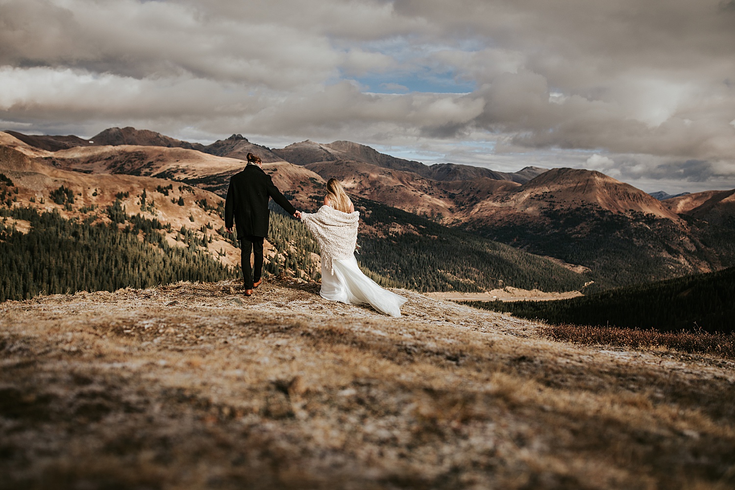 Mountain bride and groom elopement